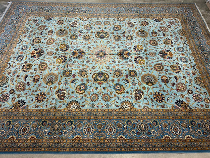 10’8”x14’2” Very Fine Hand-Knotted 100% Wool Pile Kashane Area Rug - Signed