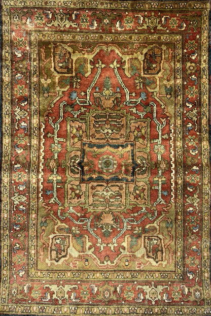4’1”x6’1” Hand-Knotted 100% Wool Indoserapi Area Rug - Carpet