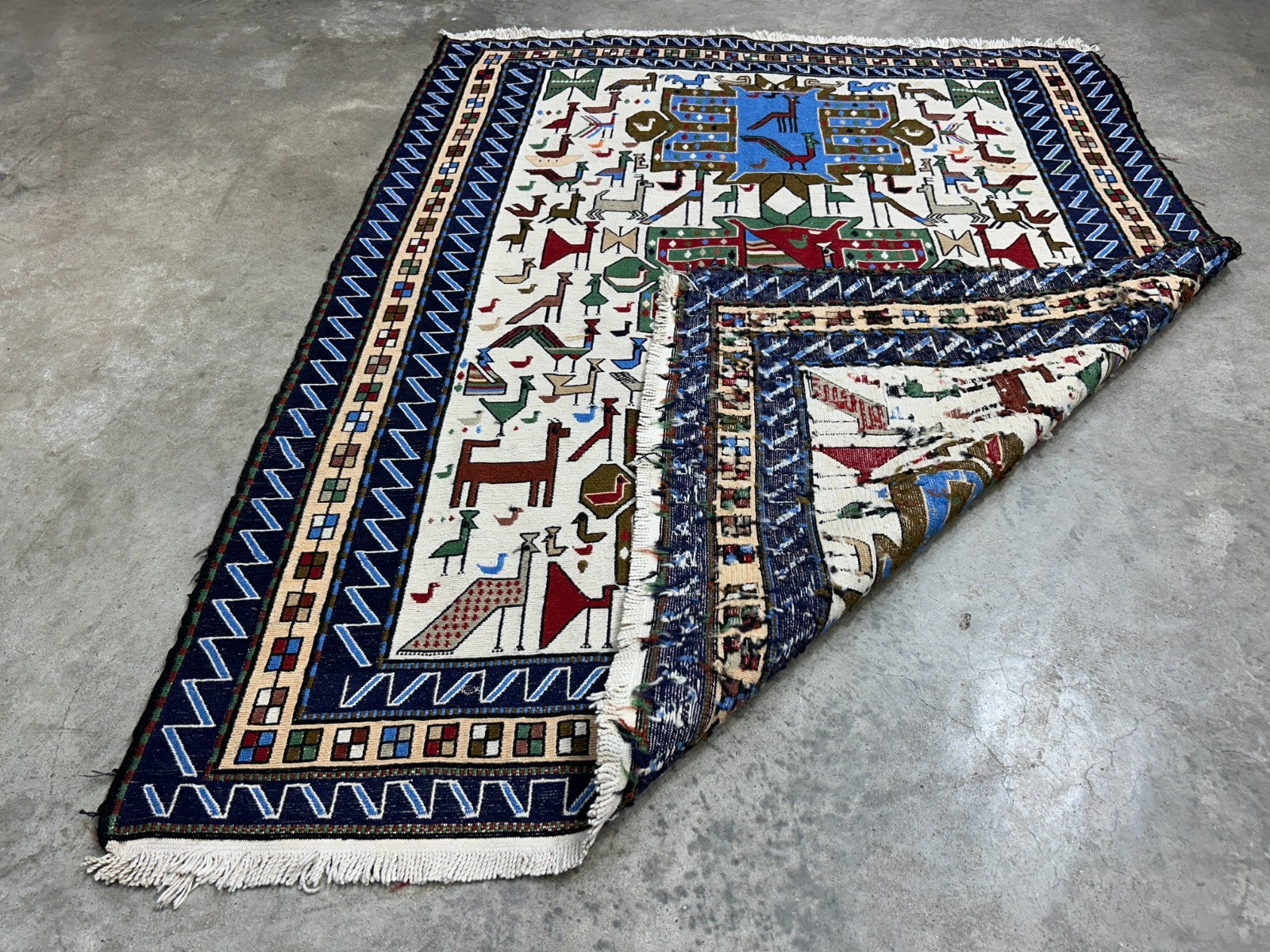 4'x4'10" Needle Punched 100% Wool Soumak Area Rug - Carpet