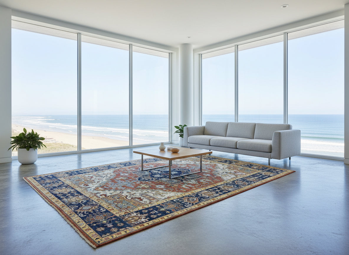 9'x12' Hand-Knotted 100% Lamb Wool  Serapie Design Carpet - Area Rug