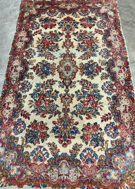 2'11"x5'1" Antique Hand-Knotted 100% Wool Pile Kermane Area Rug - Carpet