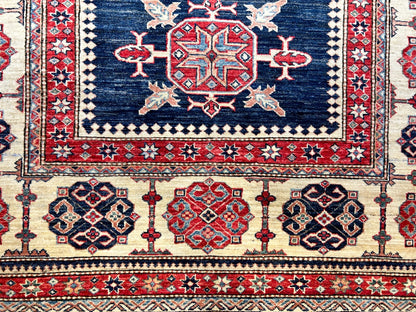 5'9"x8' Hand-Knotted 100% Wool Carpet - Kazak Area Rug