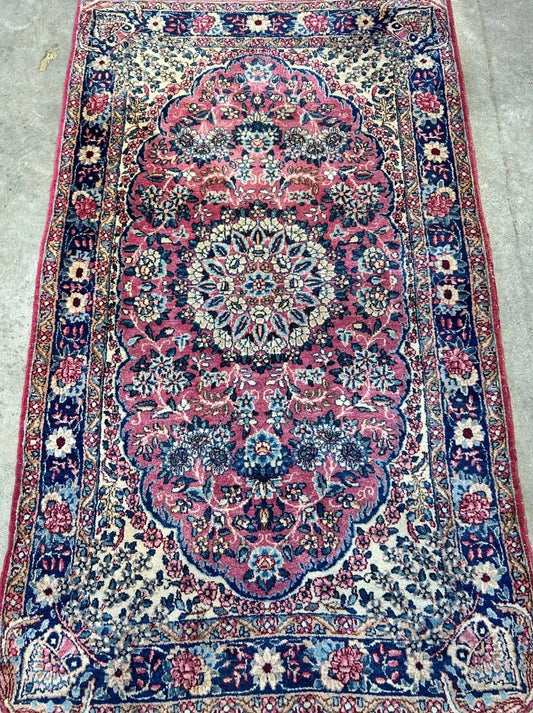 3'x5'1" Antique Hand-Knotted 100% Wool Pile Ravare Kermane Rug