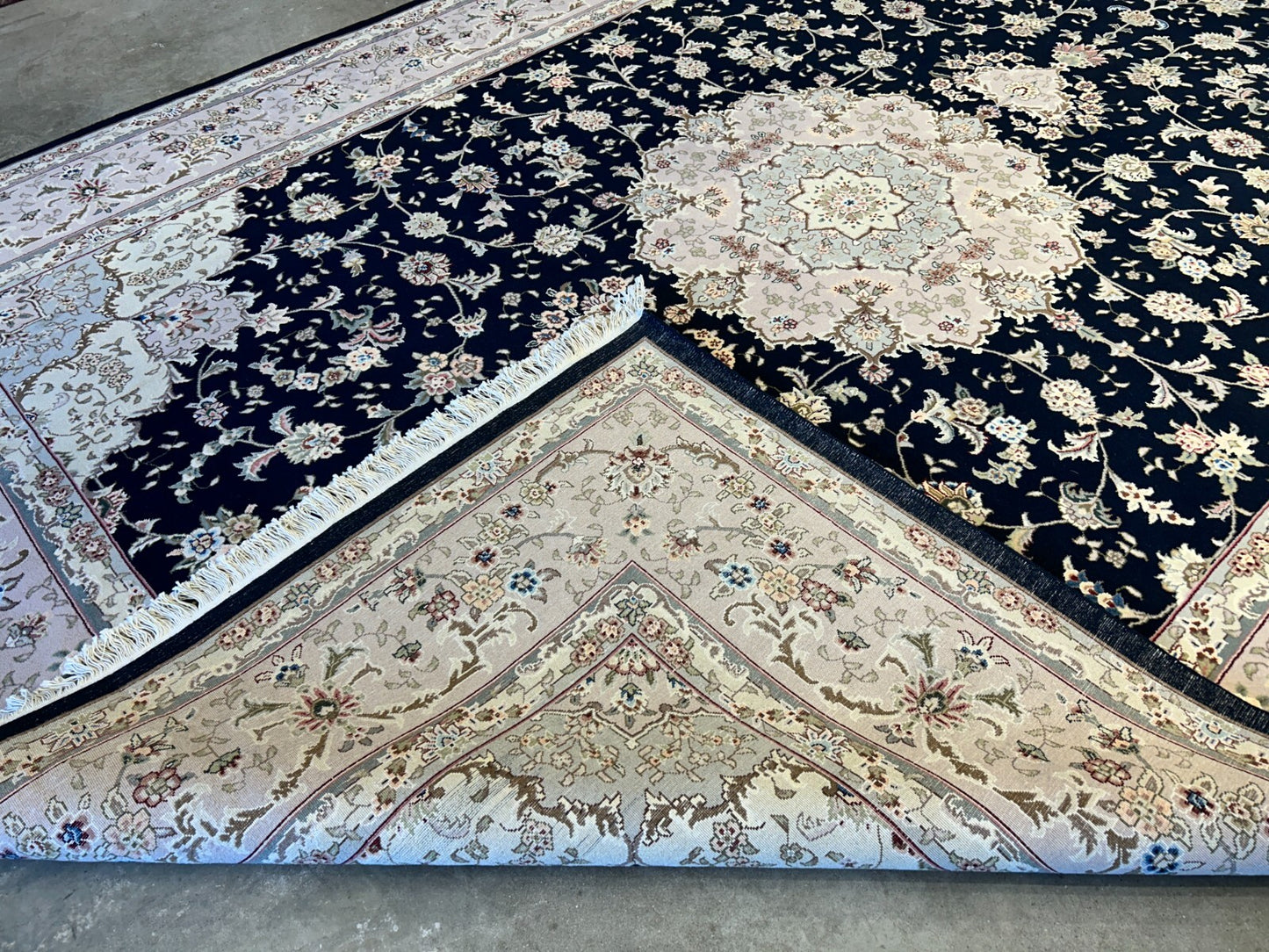 9'x12' Hand-Knotted Wool & Silk Blend Oriental Rug