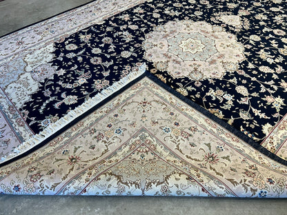9'x12' Hand-Knotted Wool & Silk Blend Oriental Rug