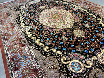 6'6"x9'6" Exquisite Extra-Fine Hand-Knotted 100% Silk Qume Carpet - Area Rug