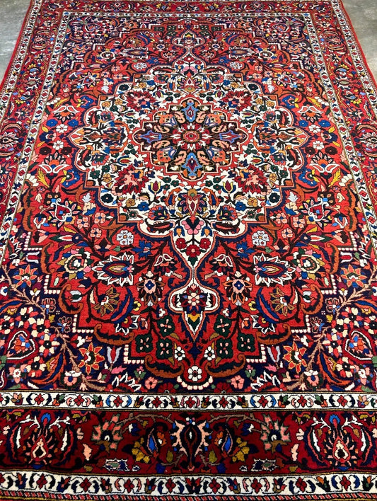 6'11"x9'8" Hand-Knotted 100% Wool Pile Bakhtiarie Carpet - Area Rug