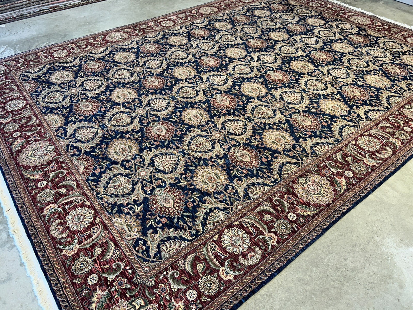 9'x12'2" Hand-Knotted 100% Wool Pile Oriental Rug