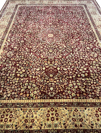 9'x12' Hand-Knotted 100% Lamb Wool Pile Persiane Design Carpet - Area Rug