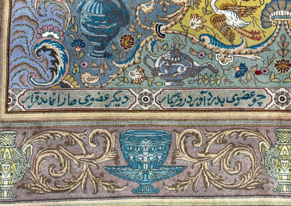 Exquisite 5'10"x8'3" Hand-Knotted Wool & Silk Blend Tabrize Area Rug - Carpet