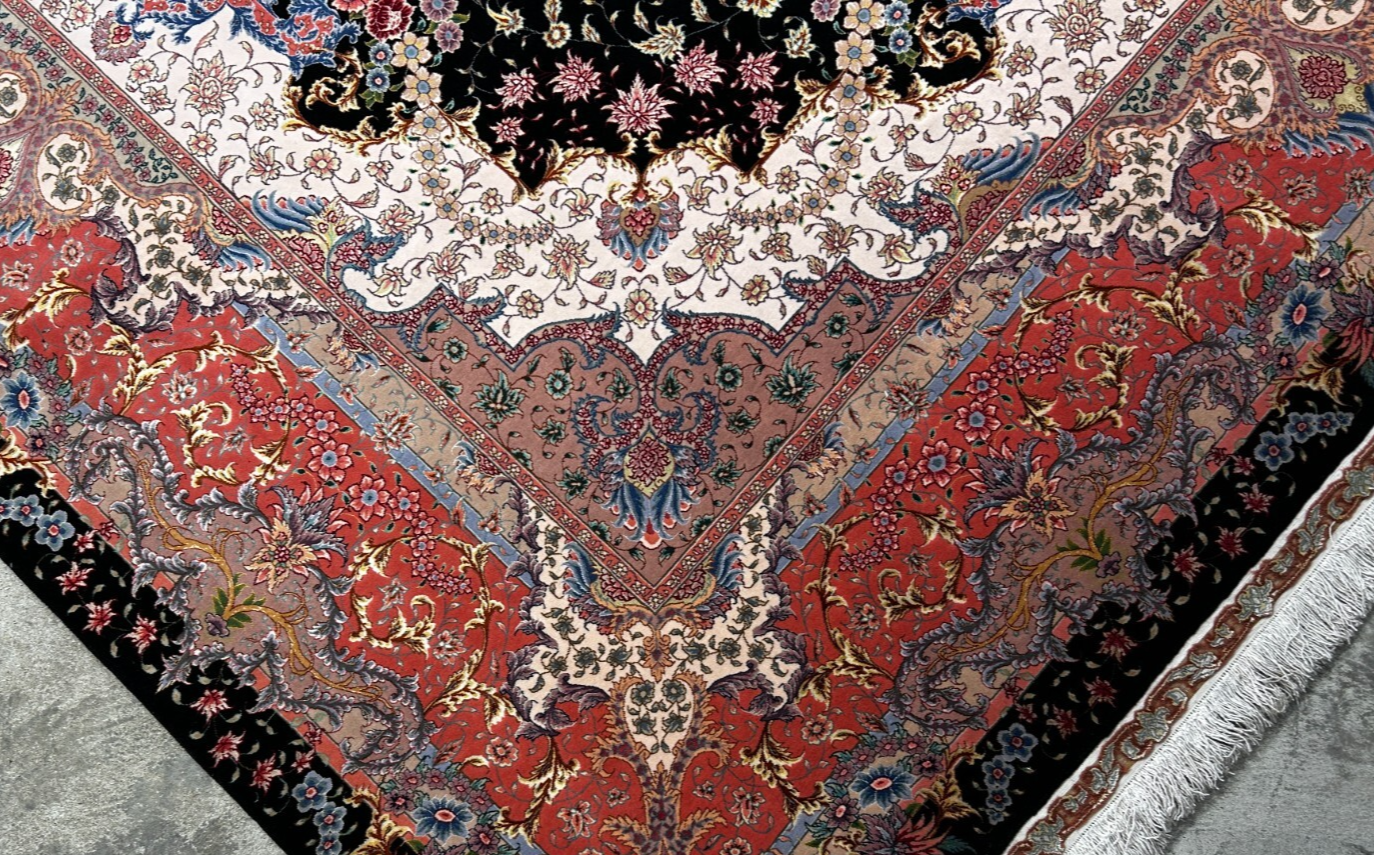 8'2"x11'7'' Hand-Knotted Very Fine Silk & Wool Pile Tabrize Benam Area Rug