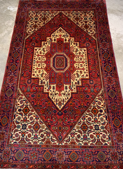 4'x6'7" Hand-Knotted 100% Wool Pile Bijare Gholtogh Carpet - Area Rug