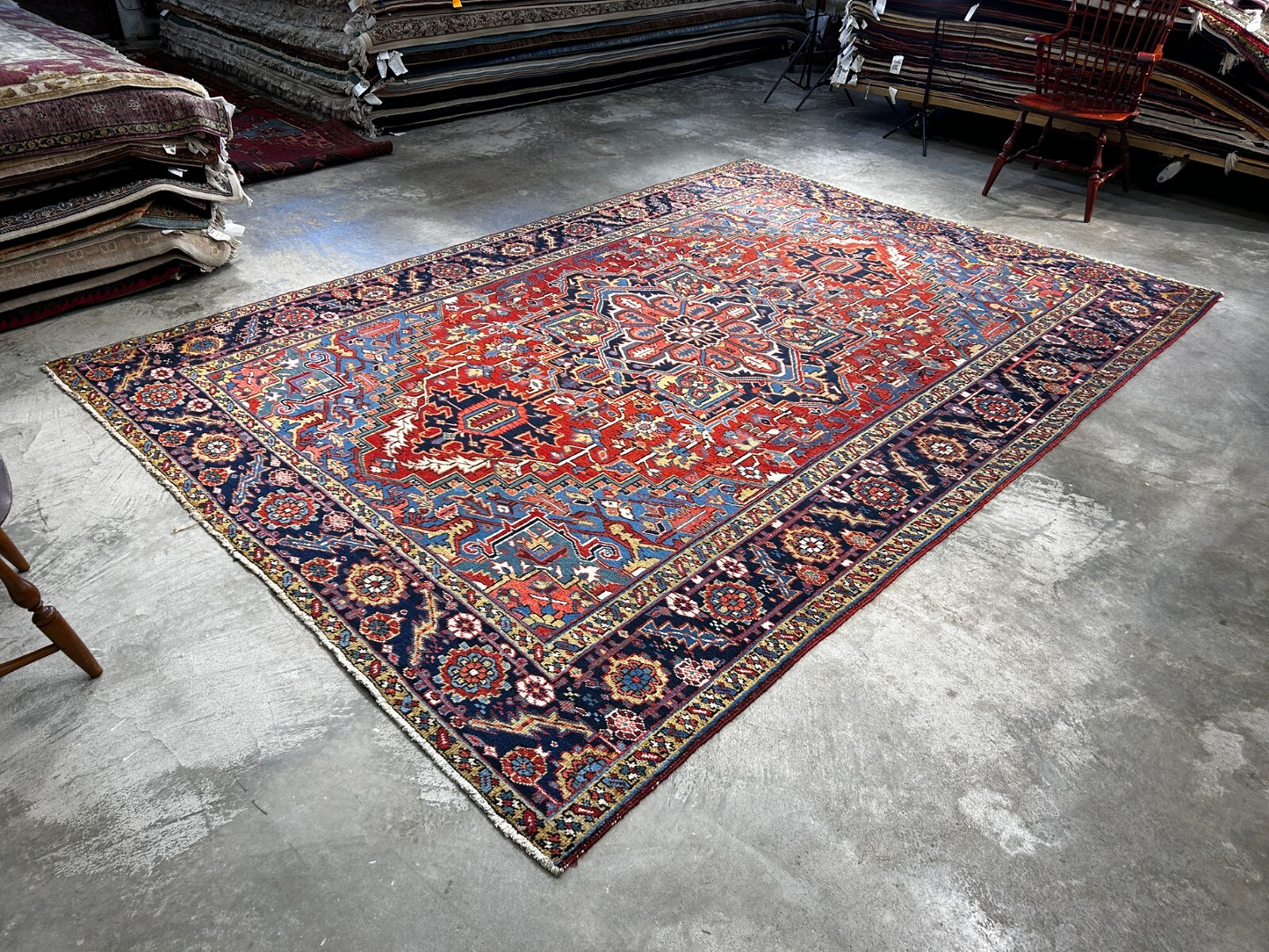 Collector Item - 8'x11'4" Antique Fine Lamb Wool Hand-knotted Serapie Rug