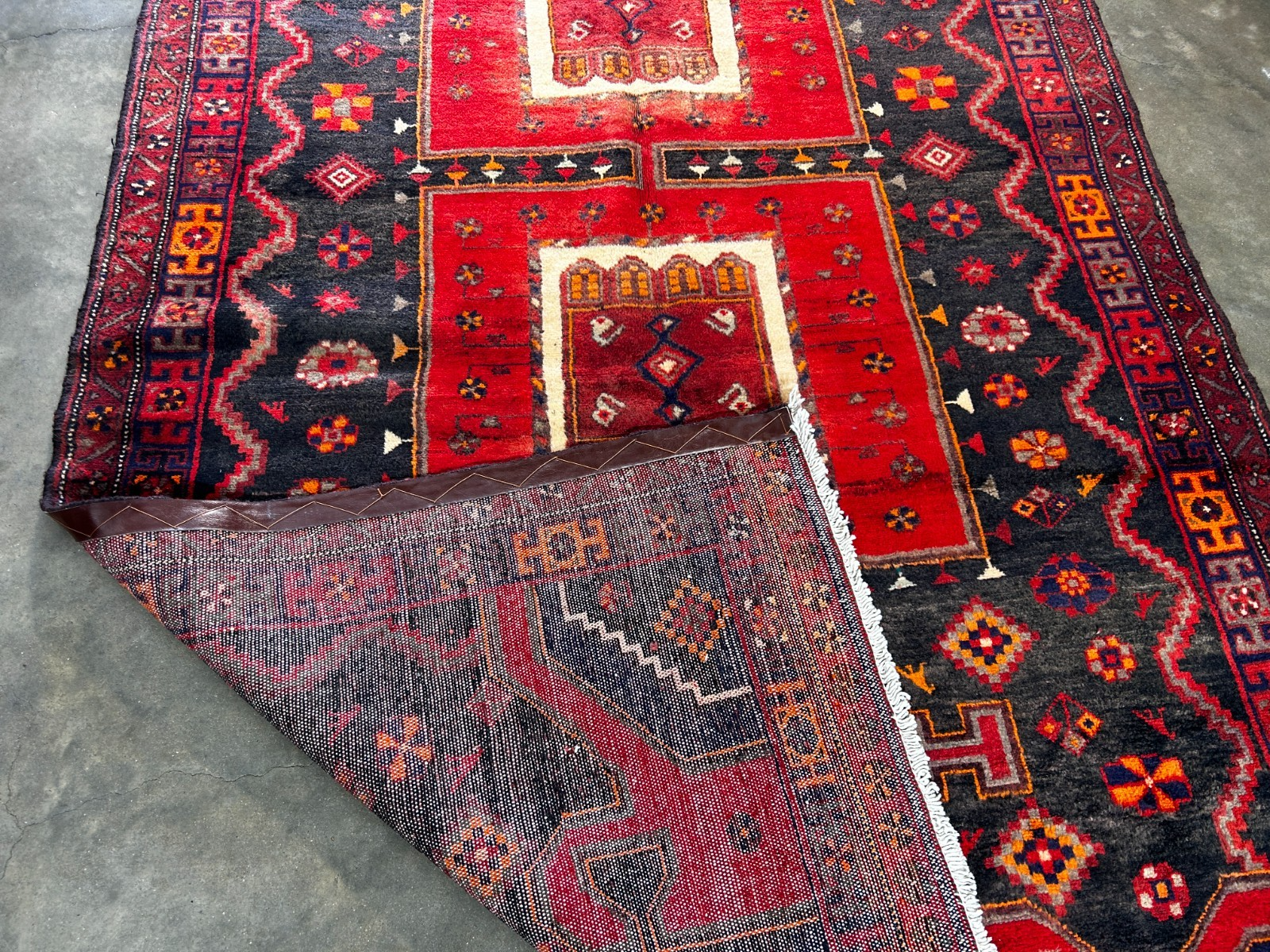 4'10" x 9'5" Hand-Knotted 100% Wool Pile Hamadane Area Rug - Carpet