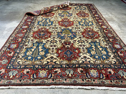 6'10"x10'2" Hand-Knotted 100% Lamb Wool Bakhtiarie Carpet - Area Rug