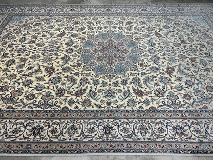 6'9"x10'7" Extremely Fine Hand-Knotted Wool & Silk Blend Naine Carpet - Area Rug