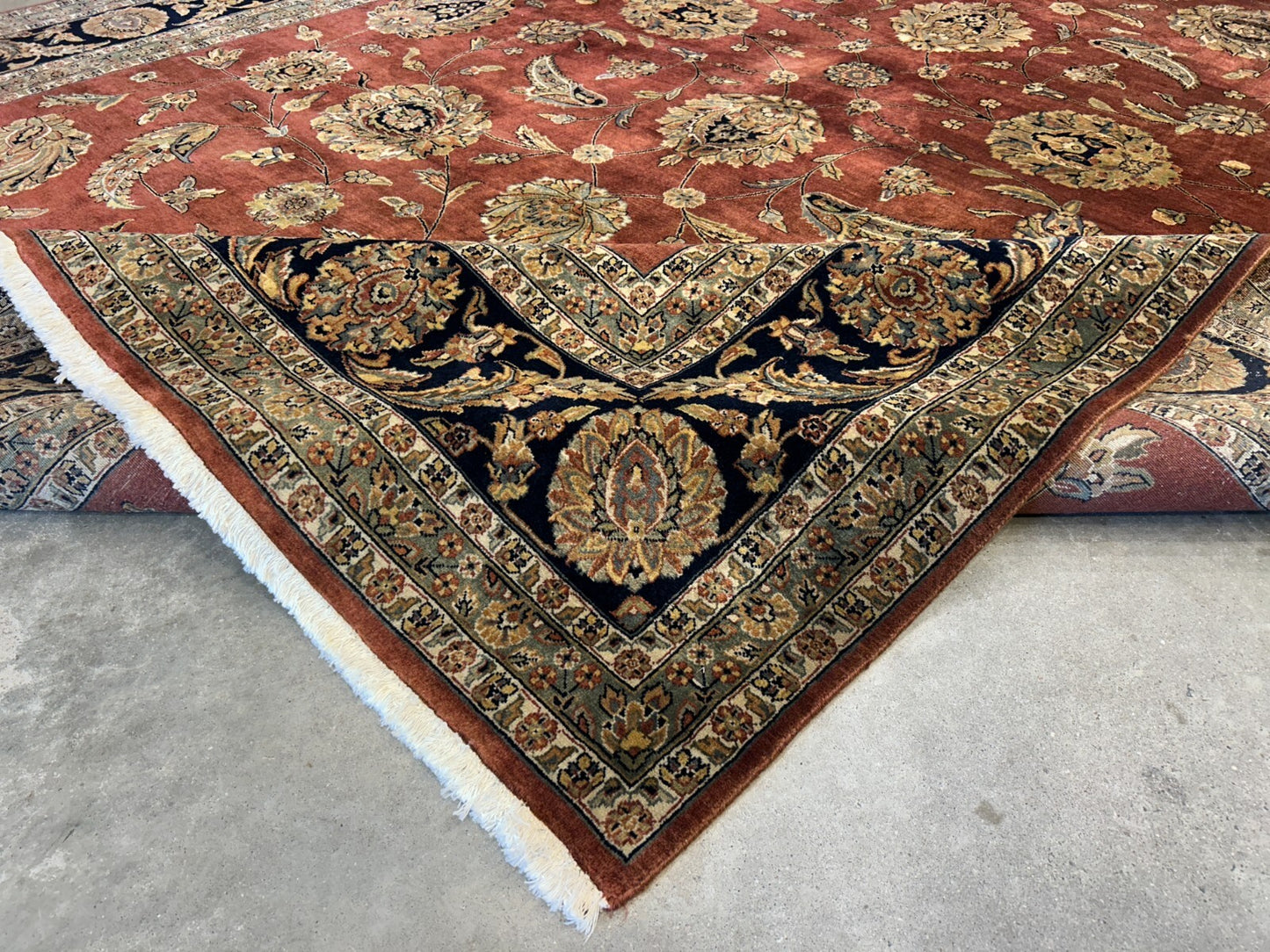 8'10"x12'3" Hand-Knotted 100% Wool Pile Indian Rug