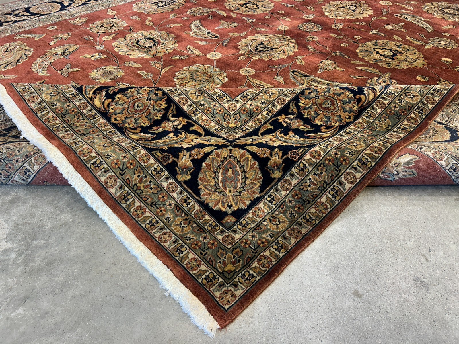 8'10"x12'3" Hand-Knotted 100% Wool Pile Indian Rug