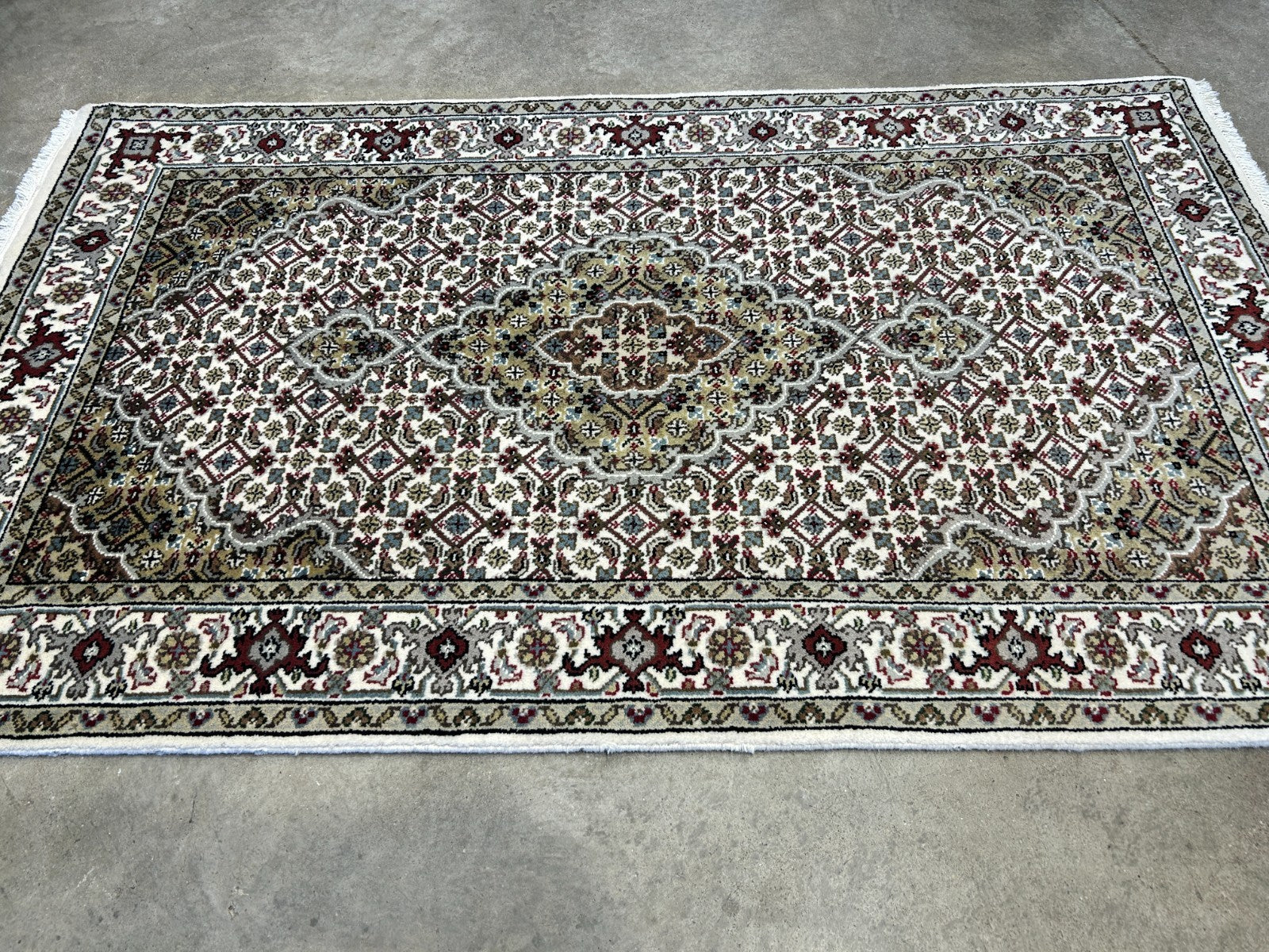 3'x5' Hand-Knotted Wool & Silk Pile Tabrize Mahi Rug