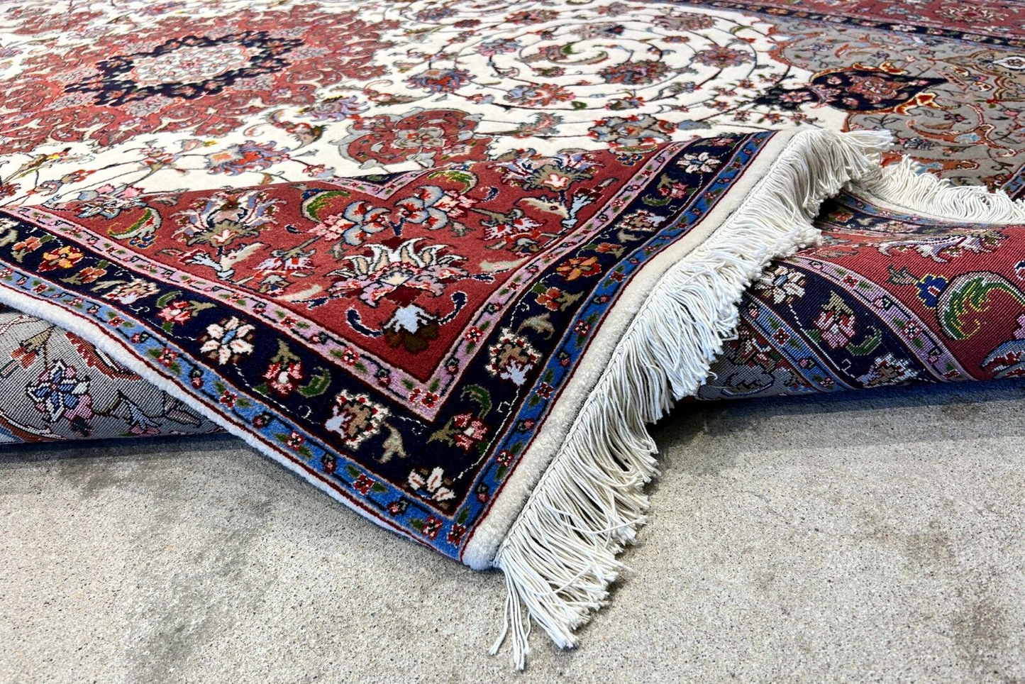 6'2"x9'3" Fine Hand-Knotted Wool & Silk Blend Tabrize Carpet - Area Rug