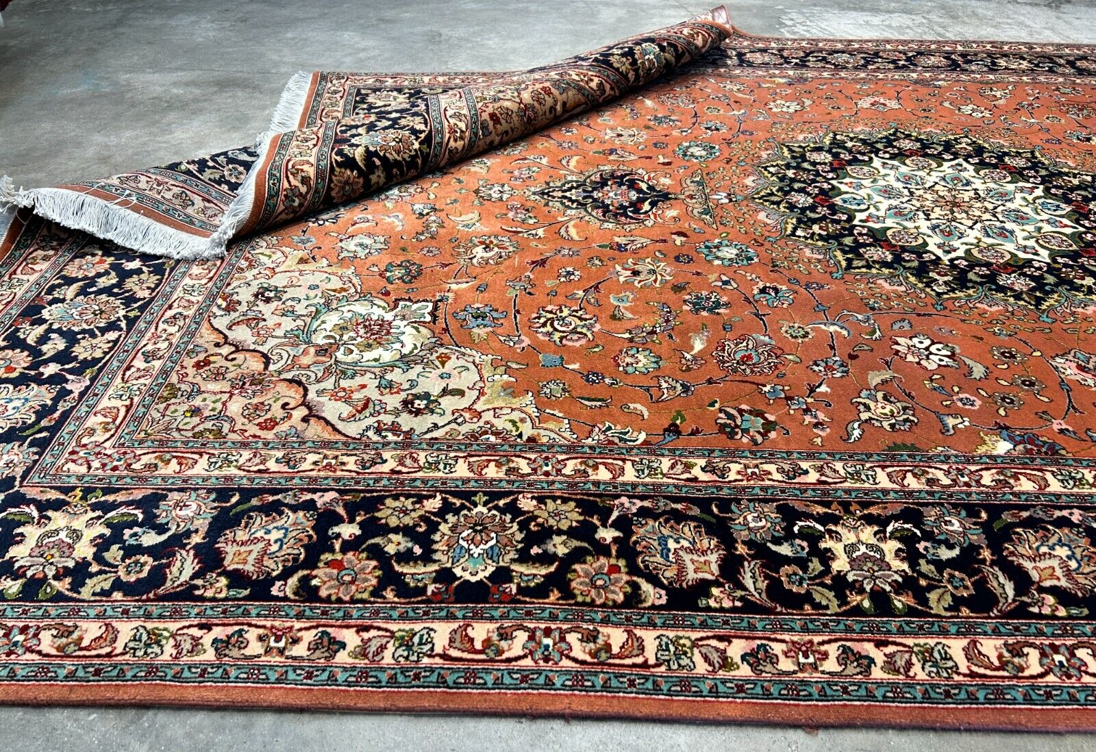 6'9"x10'2" Fine Hand-Knotted Wool & Silk Blend Tabrize Carpet - Area Rug