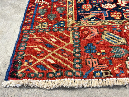 3'x4'6" Antique Hand-Knotted 100% Wool Pile Karaja Rug