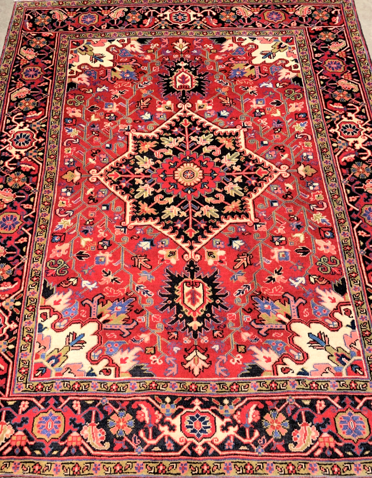 5'x6'2" Hand-Knotted 100% Wool Pile Herize Rug