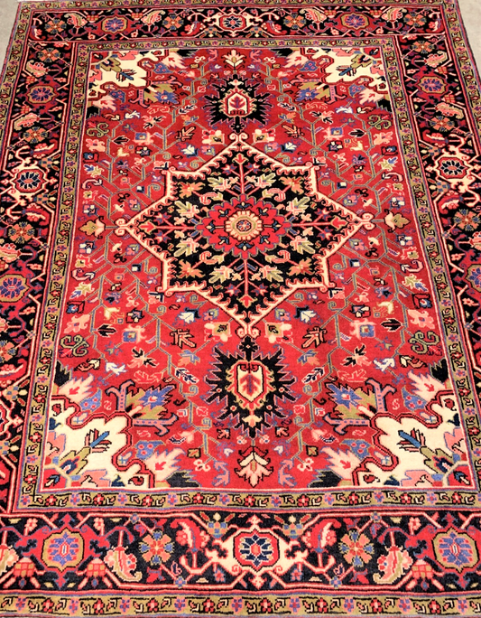 5'x6'2" Hand-Knotted 100% Wool Pile Herize Rug