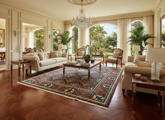 9'x12' Hand-Knotted 100%  Wool Pile All-Over Area Rug