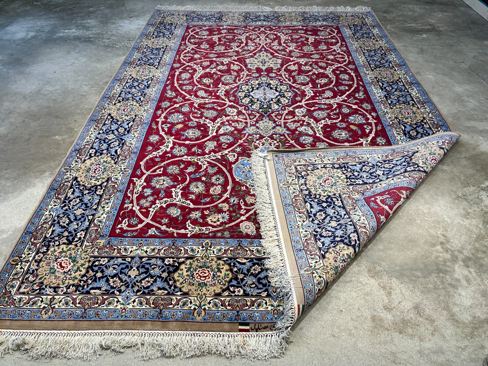 6'10"x10'4"Extra Fine Hand-Knotted Wool & Silk Isfahane Rug - Area Carpet