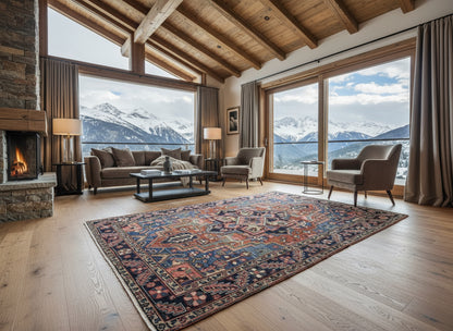 Collector Item- 5’x6’10” Antique Hand-Knotted 100% Wool Pile Serapie Area Rug