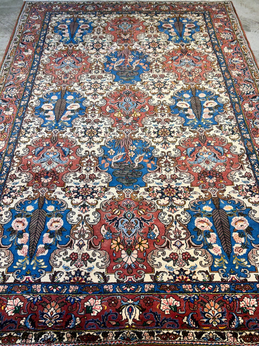 6'7"x9'5" Hand-Knotted 100% Lamb Wool Bakhtiarie Carpet - Area Rug