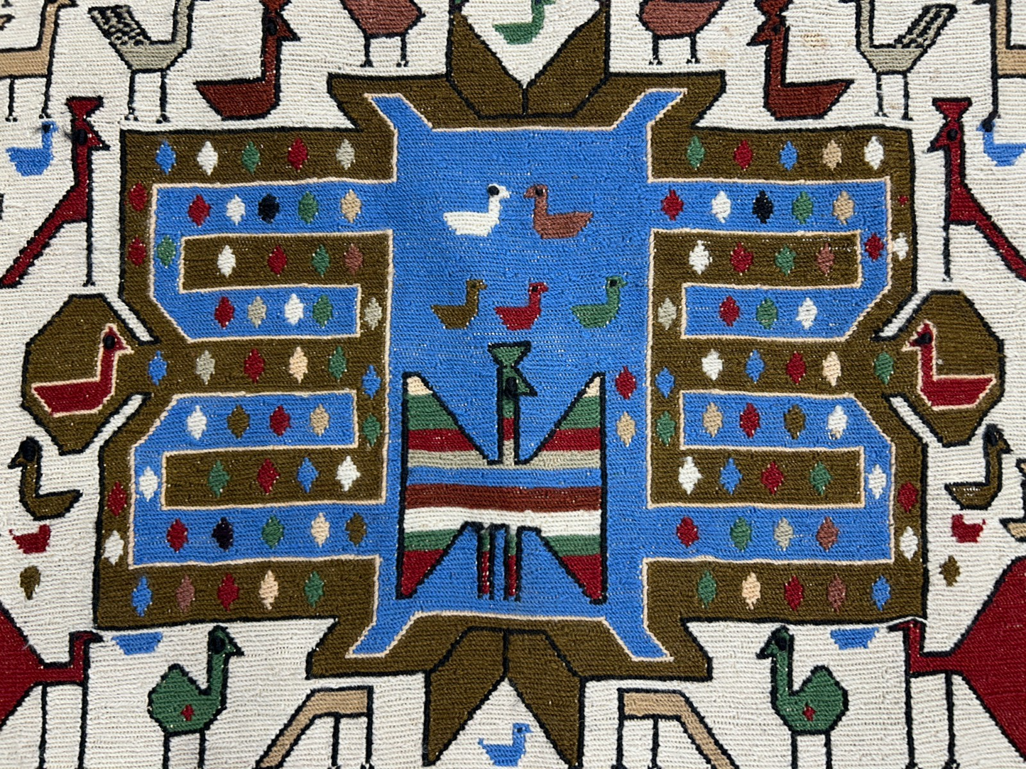 4'x4'10" Needle Punched 100% Wool Soumak Area Rug - Carpet