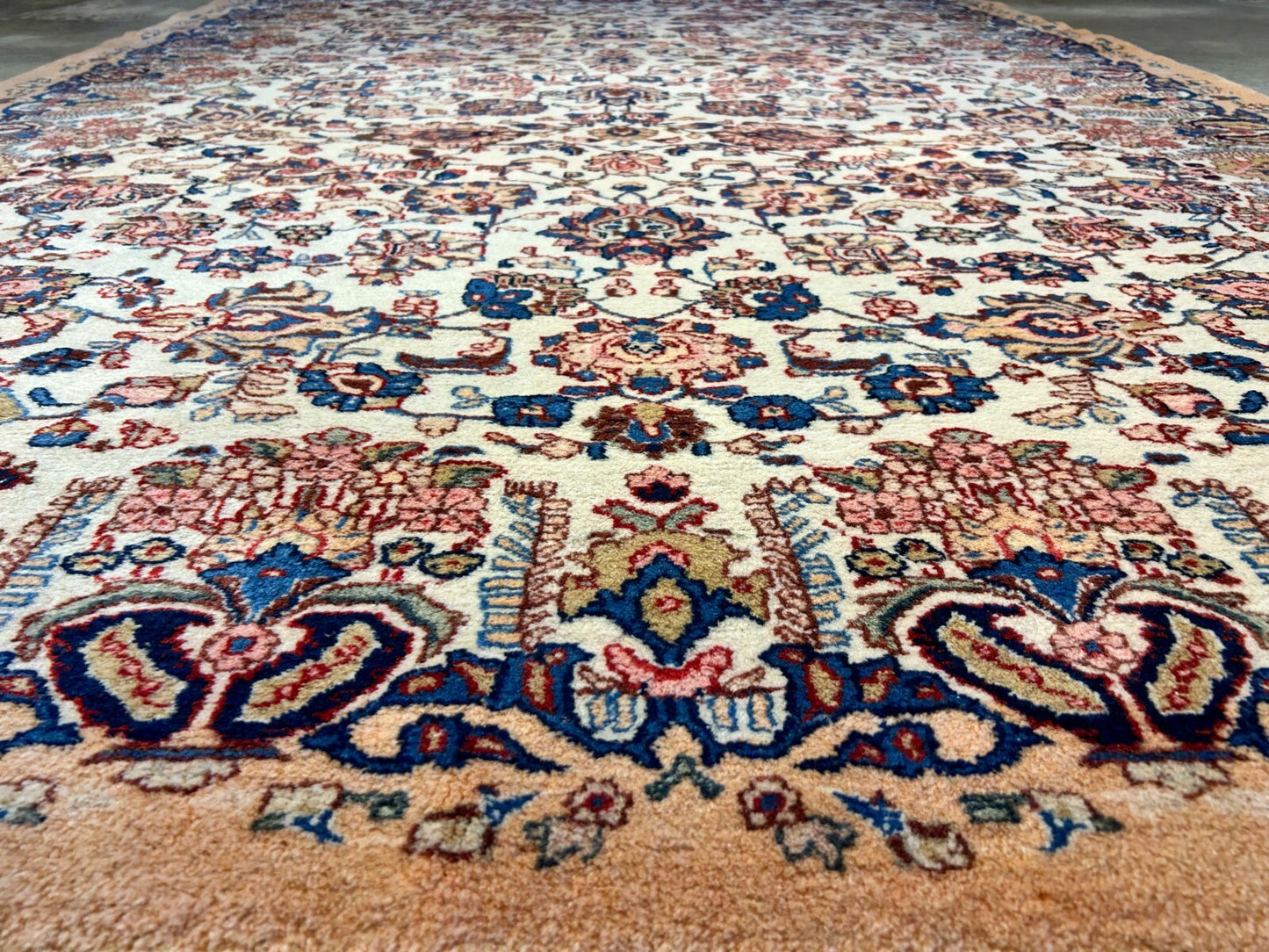 7'x11'10" Antique Hand-Knotted Wool Oriental Kermane Rug - Area Carpet