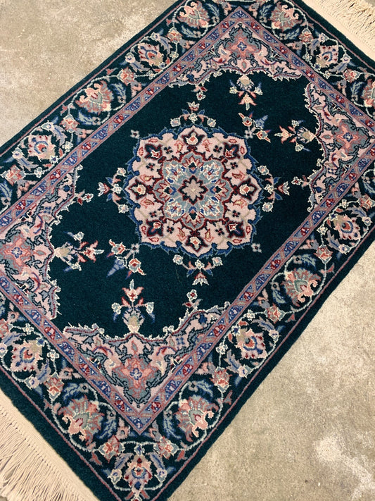 2'x3' Hand-Knotted Wool Oriental Rug - Area Carpet