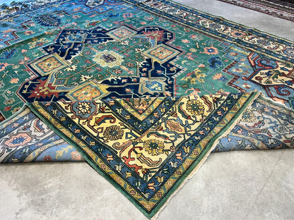 11'11"x15'11" Hand-Knotted 100% Wool Pile Herize Area Rug - Carpet