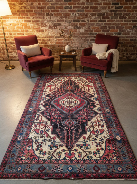 Hand-Knotted Persian Nahavand Rug - 4'11"x11'4"