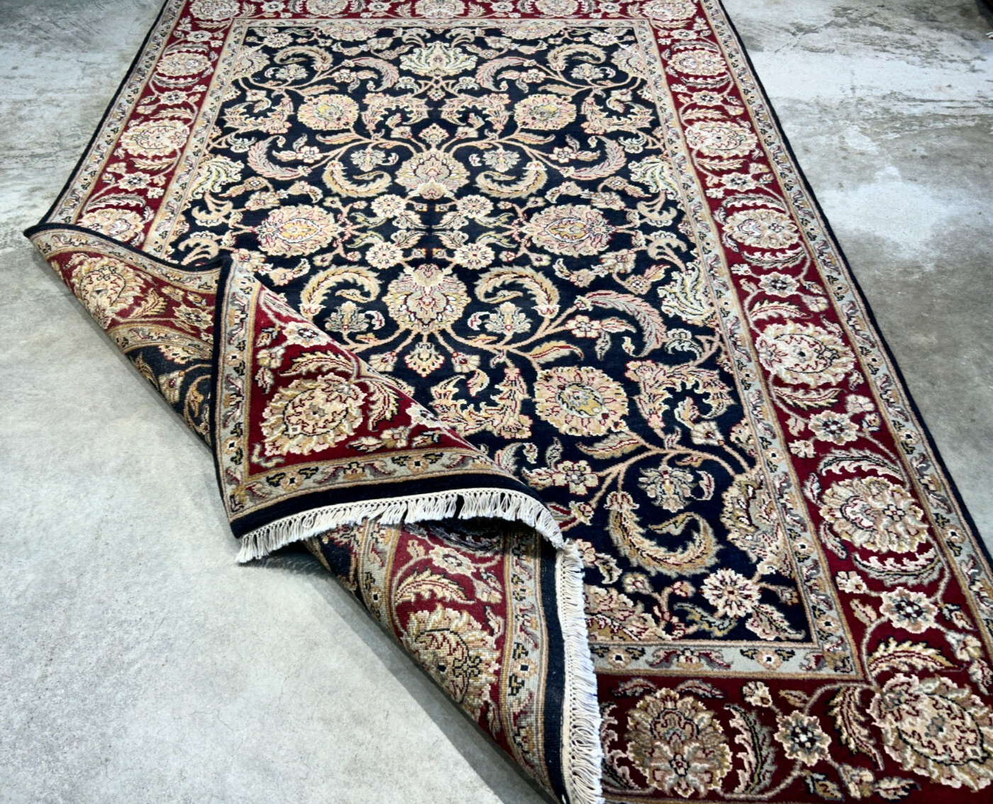 6'2"x9'4'' Hand-Knotted 100% Wool Pile Indo-Agra Area Rug - Area Carpet