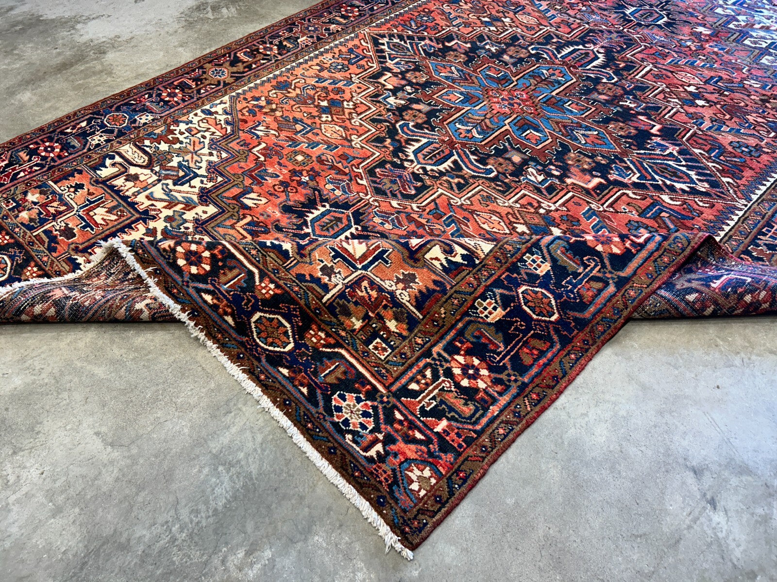 7'5"x11'1" Hand-Knotted 100% Wool Pile Herize Rug
