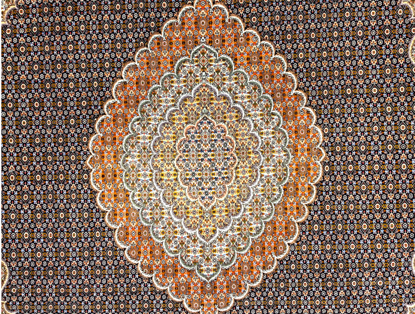 8'4"x11'6" Fine Hand-Knotted Wool & Silk Oriental Rug - Area Carpet