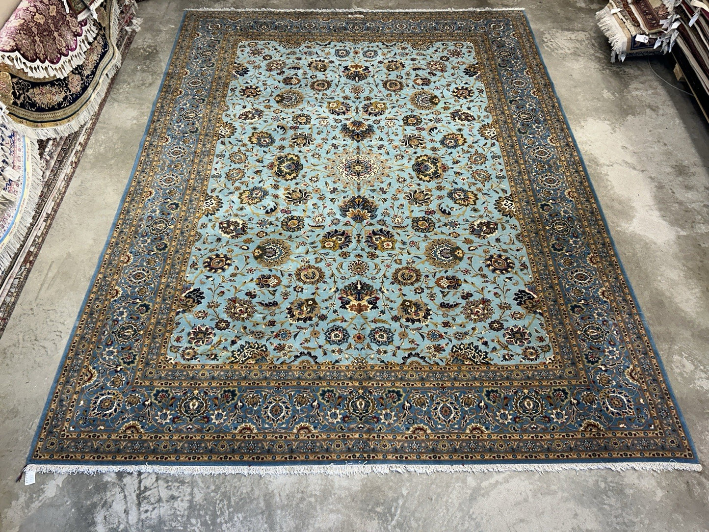 10’8”x14’2” Very Fine Hand-Knotted 100% Wool Pile Kashane Area Rug - Signed