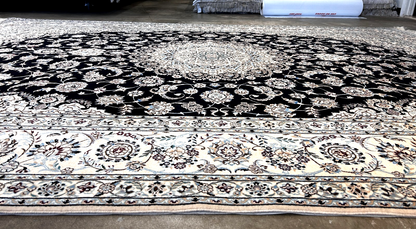  8'3"x11'10'' Very Fine Silk & Wool Habibian Naine Area Rug - Area Carpet