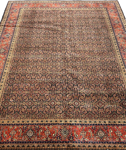 9'x12' Fine Hand-Knotted 100% Wool Pile Herati Design Carpet - Area Rug