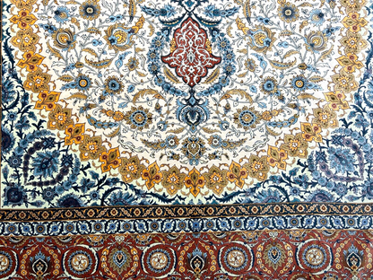 7'3"x10'7" Exquisite Extra-Fine Hand-Knotted 100% Silk Qume Carpet - Area Rug