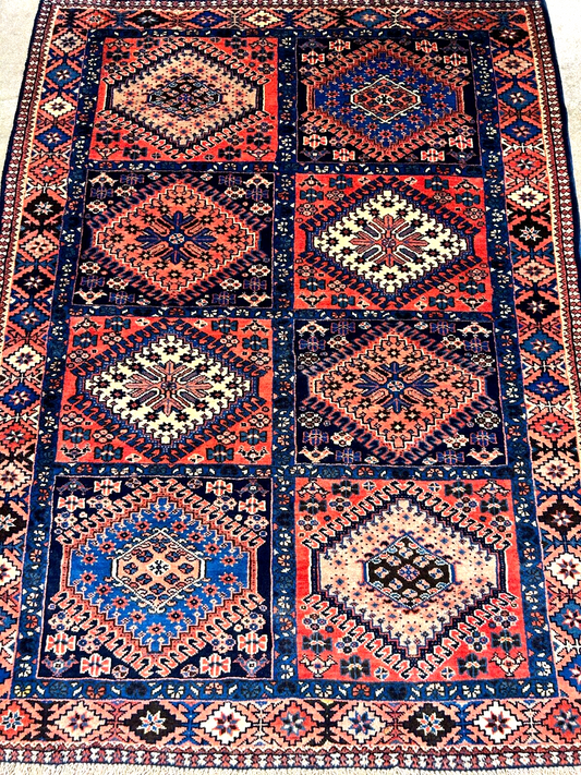 3'7"x4'9" Hand-Knotted 100% Wool Pile Yalamehe Carpet - Area Rug