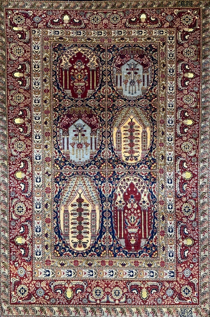 3'x4'5" Exquisite Fine Hand-Knotted 100% Silk Hereke Area Rug