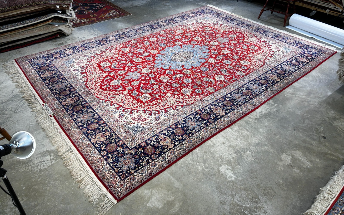 8'10"x12'4" Extra Fine Hand-Knotted Wool & Silk Isfahane Zolfaghari Rug
