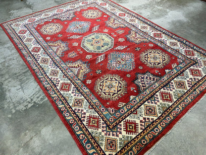 5'7"x7'10" Hand-Knotted 100% Wool Carpet - Fine Kazak Area Rug