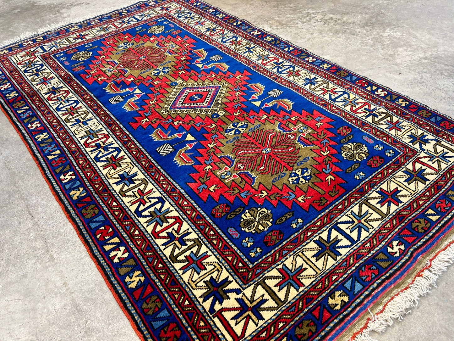 3'6"x5'9" Hand-Knotted 100% Wool Pile Yalamehe Rug