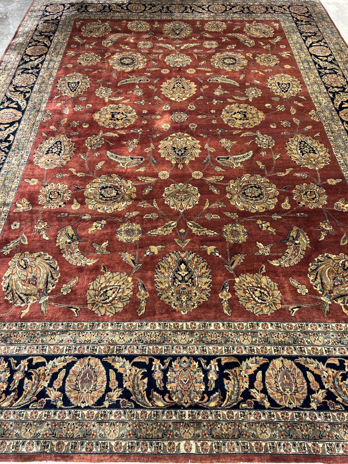 8'10"x12'3" Hand-Knotted 100% Wool Pile Indian Rug